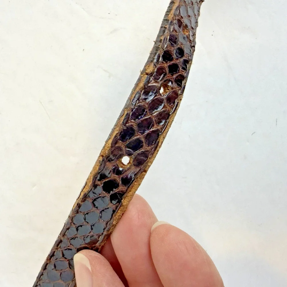 VTG MZA Of NY 1983 Genuine Snakeskin Skinny Belt Size Large Brown Classic Career